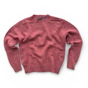 Vintage Hunting Horn 100% Wool Sweater Pink Marled Crewneck Medium 80s‎ 90s
